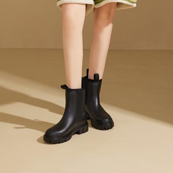 Women’s Waterproof Rubber Ankle Rain Boots Slip Resistant Garden Shoes - Picture 4 of 7